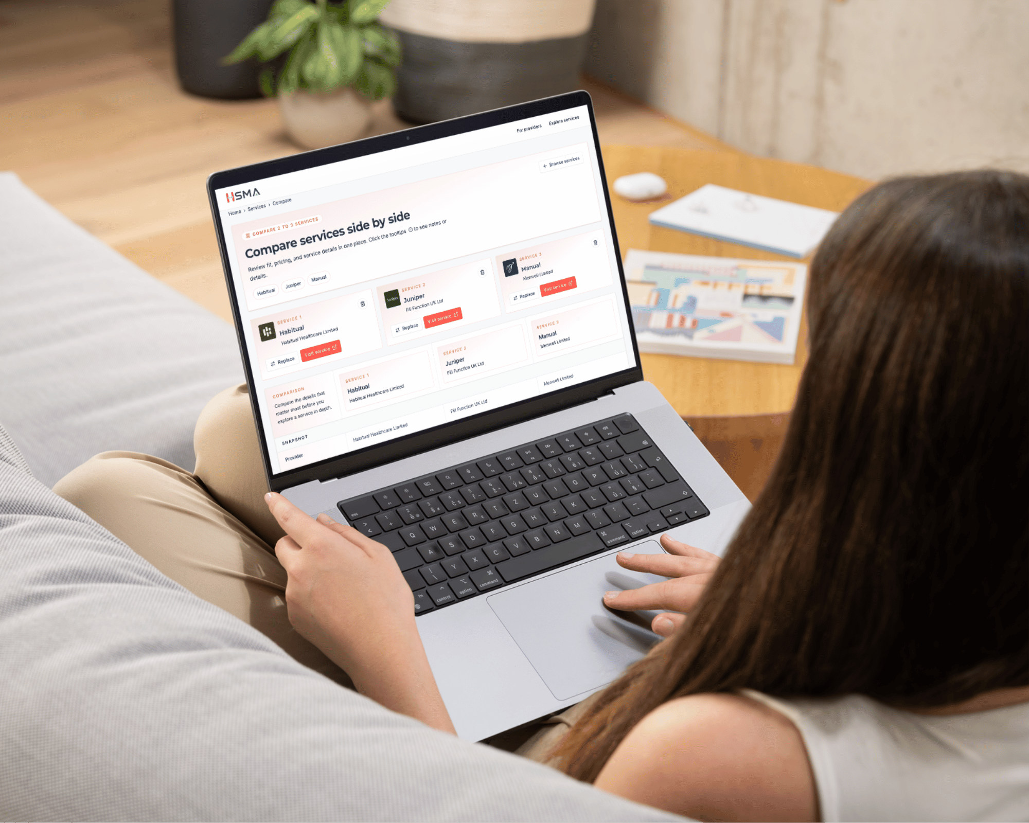 Person comparing treatment options on a laptop